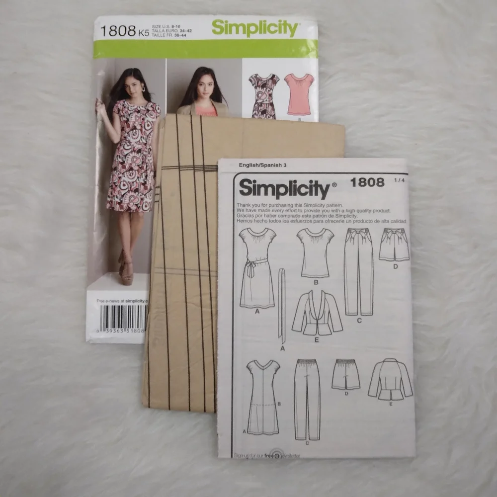 SIMPLICITY 1808 Sz 8-16 Misses Pants Shorts Jacket Dress Top From Threads Magazi